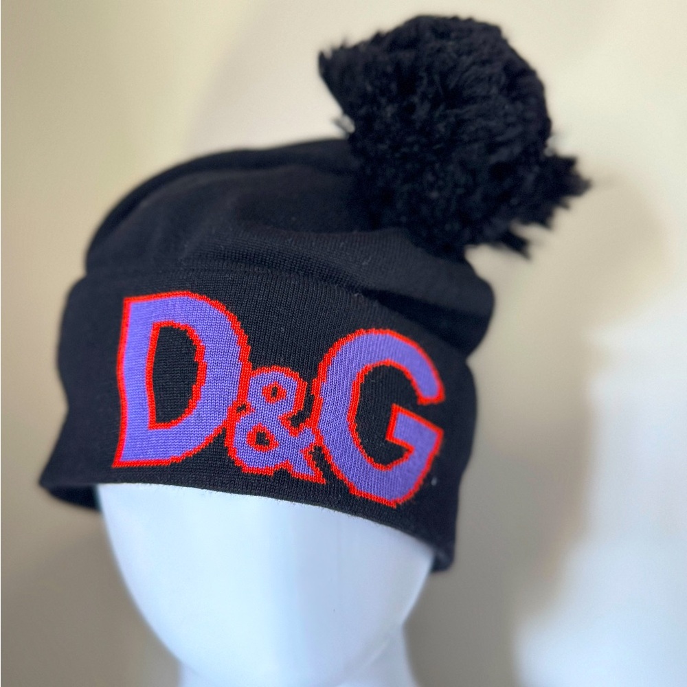 Dolce & Gabbana Black Knit Logo Beanie
